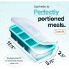 imageSouper Cubes 1 Cup Silicone Freezer Tray with Lids Perfect for Storing Broth Leftovers Rice Sauce and More Silicone Soup Freezer Molds for Meal Prepping  Blueberry  2PackAqua