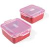 imageSouper Cubes Stoneware  5quot x 5quot Baking Dishes for Oven with Silicone Covers Premium Mini Ceramic Baking Dishes Perfect for Reheating Individual Portions in Oven or Microwave Set of 2  WhiteCranberry