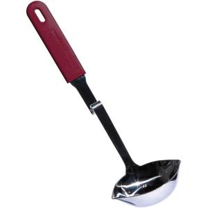 imageSouper Cubes  Lori Greiner No Mess Stainless Steel Soup Ladle with Silicone Handle  Metal Soup Ladle with No Mess Design That Hooks on Side of Any Pot  CranberryCranberry