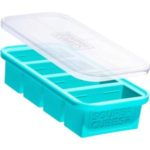 imageSouper Cubes 1 Cup Silicone Freezer Tray with Lids Perfect for Storing Broth Leftovers Rice Sauce and More Silicone Soup Freezer Molds for Meal Prepping  Blueberry  2PackAqua