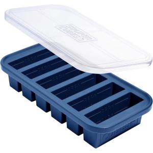 imageSouper Cubes 12 Cup Silicone Freezer Mold Perfect for Storing Soups Sauces Juices Desserts Smoothie Prep and More Freezer Portion Mold for Meal Prepping  Aqua  1PackBlueberry