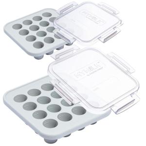 imageSouper Cubes MyMilk 12 oz Silicone Breast Milk Freezer Trays Each Pure Platinum FoodGrade Silicone Tray Holds 8 oz Perfect For Baby Food Freezer Storage Purees and More  Pink  2PackGray