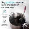 imageSouper Cubes  Lori Greiner No Mess Stainless Steel Cooking Spoon with Silicone Handle  Stainless Steel Serving Spoon No Mess Design Hooks on Side of Any Pot  KaleCranberry