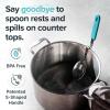 imageSouper Cubes  Lori Greiner No Mess Stainless Steel Cooking Spoon with Silicone Handle  Stainless Steel Serving Spoon No Mess Design Hooks on Side of Any Pot  KaleAqua