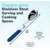 imageSouper Cubes  Lori Greiner No Mess Stainless Steel Cooking Spoon with Silicone Handle  Stainless Steel Serving Spoon No Mess Design Hooks on Side of Any Pot  KaleBlueberry