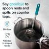 imageSouper Cubes  Lori Greiner No Mess Stainless Steel Cooking Spoon with Silicone Handle  Stainless Steel Serving Spoon No Mess Design Hooks on Side of Any Pot  KaleAqua
