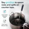 imageSouper Cubes  Lori Greiner No Mess Stainless Steel Cooking Spoon with Silicone Handle  Stainless Steel Serving Spoon No Mess Design Hooks on Side of Any Pot  KaleCharcoal