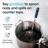 imageSouper Cubes  Lori Greiner No Mess Stainless Steel Cooking Spoon with Silicone Handle  Stainless Steel Serving Spoon No Mess Design Hooks on Side of Any Pot  KaleBlueberry