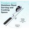 imageSouper Cubes  Lori Greiner No Mess Stainless Steel Cooking Spoon with Silicone Handle  Stainless Steel Serving Spoon No Mess Design Hooks on Side of Any Pot  KaleCharcoal