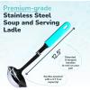 imageSouper Cubes  Lori Greiner No Mess Stainless Steel Cooking Spoon with Silicone Handle  Stainless Steel Serving Spoon No Mess Design Hooks on Side of Any Pot  KaleAqua
