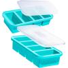 imageSouper Cubes 1 Cup Silicone Freezer Tray with Lids Perfect for Storing Broth Leftovers Rice Sauce and More Silicone Soup Freezer Molds for Meal Prepping  Kale  2PackAqua
