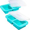 imageSouper Cubes 2 Cup Silicone Freezer Tray with Lid Perfect for Storing Lasagna Leftovers Sauces Portioned Meals and More Silicone Freezer Mold for Meal Prepping  Kale  1PackAqua