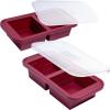 imageSouper Cubes 2 Cup Silicone Freezer Tray with Lid Perfect for Storing Lasagna Leftovers Sauces Portioned Meals and More Silicone Freezer Mold for Meal Prepping  Kale  1PackCranberry