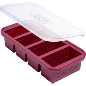 imageSouper Cubes 1 Cup Silicone Freezer Tray with Lids Perfect for Storing Broth Leftovers Rice Sauce and More Silicone Soup Freezer Molds for Meal Prepping  Kale  2PackCranberry