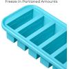 imageSouper Cubes 12 Cup Silicone Freezer Molds Perfect for Storing Soups Sauces Juices Desserts Smoothie Prep and More Freezer Portion Molds for Meal Prepping  Kale  2PackAqua