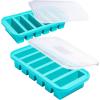 imageSouper Cubes 12 Cup Silicone Freezer Molds Perfect for Storing Soups Sauces Juices Desserts Smoothie Prep and More Freezer Portion Molds for Meal Prepping  Kale  2PackAqua