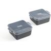 imageSouper Cubes Stoneware 205 x 3 Baking Dishes for Oven Made in USA Premium Mini Ceramic Baking Dishes with Silicone Covers for Individual Portions Set of 4  KaleCharcoal
