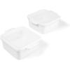 imageSouper Cubes Stoneware 205 x 3 Baking Dishes for Oven Made in USA Premium Mini Ceramic Baking Dishes with Silicone Covers for Individual Portions Set of 4  KaleWhite