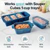 imageSouper Cubes Stoneware 205 x 3 Baking Dishes for Oven Made in USA Premium Mini Ceramic Baking Dishes with Silicone Covers for Individual Portions Set of 4  KaleBlueberry