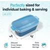 imageSouper Cubes Stoneware 205 x 3 Baking Dishes for Oven Made in USA Premium Mini Ceramic Baking Dishes with Silicone Covers for Individual Portions Set of 4  KaleBlueberry
