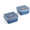 imageSouper Cubes Stoneware 205 x 3 Baking Dishes for Oven Made in USA Premium Mini Ceramic Baking Dishes with Silicone Covers for Individual Portions Set of 4  KaleBlueberry