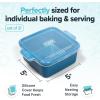 imageSouper Cubes Stoneware 205 x 3 Baking Dishes for Oven Made in USA Premium Mini Ceramic Baking Dishes with Silicone Covers for Individual Portions Set of 4  KaleBlueberry
