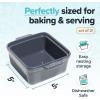 imageSouper Cubes Stoneware 205 x 3 Baking Dishes for Oven Made in USA Premium Mini Ceramic Baking Dishes with Silicone Covers for Individual Portions Set of 4  KaleCharcoal