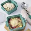 imageSouper Cubes Stoneware 205 x 3 Baking Dishes for Oven Made in USA Premium Mini Ceramic Baking Dishes with Silicone Covers for Individual Portions Set of 4  KaleKale