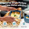 imageSouper Cubes Stoneware 205 x 3 Baking Dishes for Oven Made in USA Premium Mini Ceramic Baking Dishes with Silicone Covers for Individual Portions Set of 4  KaleBlueberry