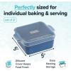 imageSouper Cubes Stoneware 205 x 3 Baking Dishes for Oven Made in USA Premium Mini Ceramic Baking Dishes with Silicone Covers for Individual Portions Set of 4  KaleBlueberry