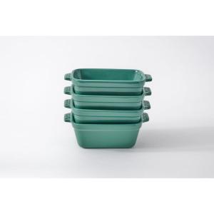 imageSouper Cubes Stoneware 205 x 3 Baking Dishes for Oven Made in USA Premium Mini Ceramic Baking Dishes with Silicone Covers for Individual Portions Set of 4  KaleKale