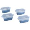 imageSouper Cubes Stoneware 205 x 3 Baking Dishes for Oven Made in USA Premium Mini Ceramic Baking Dishes with Silicone Covers for Individual Portions Set of 4  Blueberry