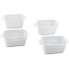 imageSouper Cubes Stoneware 205 x 3 Baking Dishes for Oven Made in USA Premium Mini Ceramic Baking Dishes with Silicone Covers for Individual Portions Set of 4  White