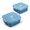 image:imageSouper Cubes Ceramic Baking Dishes 205 x 5 Baking Dishes with Silicone Lids Individual Baking Dishes for Oven Microwave Oven and Air Fryer Safe USA Made Set of 2  Cotton CandyBlueberry