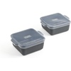 image:imageSouper Cubes Ceramic Baking Dishes 205 x 5 Baking Dishes with Silicone Lids Individual Baking Dishes for Oven Microwave Oven and Air Fryer Safe USA Made Set of 2  Cotton CandyCharcoal