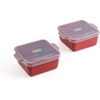image:imageSouper Cubes Ceramic Baking Dishes 205 x 5 Baking Dishes with Silicone Lids Individual Baking Dishes for Oven Microwave Oven and Air Fryer Safe USA Made Set of 2  Cotton CandyCranberry