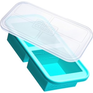 image:imageSouper Cubes 2 Cup Silicone Food Freezer Mold Cotton Candy 2Pack  100 PlatinumCured Silicone Freezer Cubes Oven and Microwave Safe Perfect for Freezing Lasagna Casseroles and MoreAqua