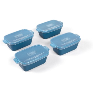 image:imageSouper Cubes Ceramic Baking Dishes 205 x 5 Baking Dishes with Silicone Lids Individual Baking Dishes for Oven Microwave Oven and Air Fryer Safe USA Made Set of 2  Cotton CandyBlueberry